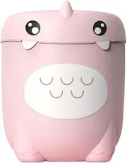 Mini Trash Can Desktop Trash Can Cartoon Dinosaur Wastebasket Small Table Waste Bin with Shake Lid for Home Office Desk /688 (Color : Pink)