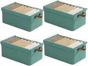 [AIMALL] 4pcs Foldable Clothes Storage Box Organizer Fabric Storage Box for Closet and Home Organization, 18.5" x 11" x 7.87" (47x28x20cm), with Transparent Lids and Handles