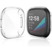For Fitbit Versa 3 /Fitbit Sense Premium Soft Protective Silicone Gel Case Cover (Clear)