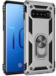 Case Samsung Galaxy S10E, with Magnetic Ring Holder 360 Degree Full Body Protective Silicone Personalised Tough Armor Phone Case with Screen Protector for Samsung Galaxy S10E -Silver