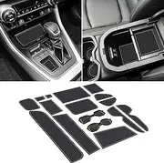 SENSHINE Cup Holder Insert for Toyota Rav4 Accessories 2019-2023 2024 Center Console Liner Door Pocket Non-Slip Anti Dust Pad Premium Interior (Gray Trim)