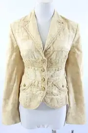 People Like Frank Ivory Beige Linen Basket Weave Jacket Small $575 H9