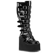 SWING-815WC - Black Patent Wide Calf Boots