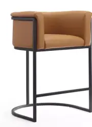 Manhattan Comfort Cosmopolitan 25.5" Faux Leather Counter Stool in Camel Brown