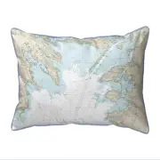 Betsy Drake Cape Cod, MA Nautical Map Large Corded Indoor Outdoor Pillow 16x20