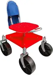 Fonowx Rolling Garden Stool with Adjustable Height for Outdoor Tasks, red with Bag, as described