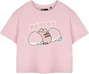 [Pusheen] Womens Cropped Short Sleeve Graphic Tee | Cat Cartoon T-Shirt | Cute Internet Cat Apparel Top | Stylish Merchandise for Women & Girls