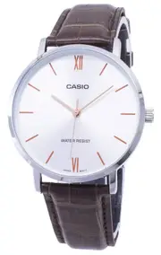 Casio Quartz MTPVT01L7B2 Japan Mov't Leather Strap White Dial Analog Mens Watch
