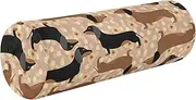 Bed Bolster Pillow Small Neck Roll Pillow Kids Round Pillow Cylinder Memory Foam Pillow Round Bolster Cover with Zipper Dog Black Brown