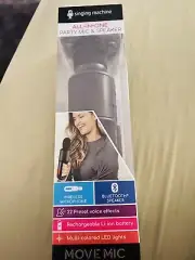 Singing Machine Move Microphone w/ Lighting Effects~Bluetooth~Mic & Speaker~New!