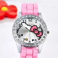 在飛比找蝦皮購物優惠-Hello Kitty手錶 女士 矽膠鑽石手錶 少女心防水時