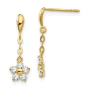 14k 14kt Yellow Gold Madi K CZ Children's Flower Dangle Post Earrings 20 mm