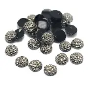 500 Black Silver Acrylic Round Flatback Dotted Rhinestone Gem beads 6mm