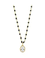 Mocha Gregio Simply Me/Tiny Shiny Single Chain Necklace w/ Black enamel beads & Cz pendant
