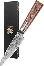 MITSUMOTO SAKARI 11 cm Japanese Paring Knife, Hand Forged Small Kitchen Knife, S301 Powder Steel Damascus Chef Knife, Fruit Knife for Precise Cutting