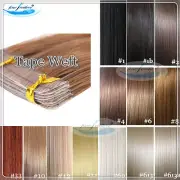 20" Indian 100% Remy Human Tape Weft 6A Hair Extensions Black/Brown/Blonde 40pcs