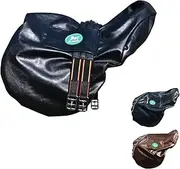 Horse Saddle Cover - Soft Synthetic Leather - Black - Classic Style - Buckle Closure