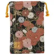 Senito Shuin Nishijin Ori Gold Brocade Drawstring Bag with lining Black Red
