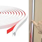 TECDW 10M D-Shape Rubber Weather Stripping Door Sealing Strip, Self-Adhesive Doors Windows Insulation Strip, Draught Excluder Tape for Door, Anti-Collision Soundproof Strip for 2.5-6mm Gaps (White)