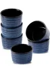 6 oz Ceramic Ramekins Set of 12 for Baking Souffle Dipping Oven Safe in Blue