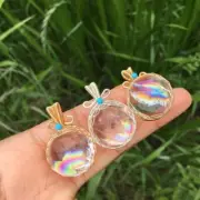 1PC Natural Clear Quartz Sphere Pendant,Rainbow,Specimen,Knitting,Healing 10g+