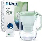 BRITA Style Eco Green Water Filter Jug (2.4 L) Including 1 Maxtra Pro All-in-1 Cartridge - Sustainable Water Filter in Modern Design to Reduce Limescale, Chlorine, Lead & Impurities