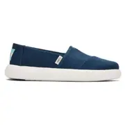 TOMS Womens Platform Alpargata Canvas Shoes Slip On Casual Shoes Flats - Blue US 8
