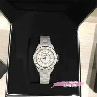 二手正品 CHANEL 香奈兒 J12 系列 白陶瓷 腕錶/石英錶 女士/手錶 33mm 38cm 手錶女生