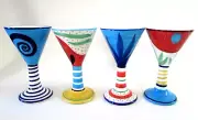 Vintage 1980's Grazia Deruta Italy Herman Fogelin Goblets Wine Cups Set 4 NWT
