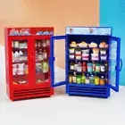 Double Door 1:12 Doll House Mini Fridge Silver Freezer Dollhouse Furniture