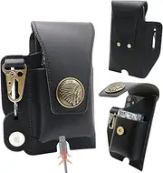 SUOHU Leather Phone Holster for Men Belt Clip, Flip Phone Holder with Magnetic Closure for iPhone 15/14/13 Pro Max, Cell Belt Holder for S22 Plus(Black)