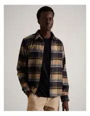 [Blaq] Bennett Check Long Sleeve Overshirt in Tobacco