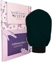 WBC Worldbeautycare Moroccan Hammam Exfoliating Kessa Scrub Glove Magic Peeling Gloves Shower Scrub Gloves Body Facial Tan Massage Mitt Single Layered|Dark Green Color|