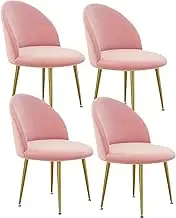 VEESYV Set of 4 with Metal Chair Legs Soft Velvet Cushion Seat and Back for Living Room Bedroom Kitchen (Color : Pink)