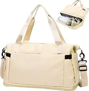 WOTOW Gym Bag for Women and Man, Double Zippered Waterproof Travel Duffel Bag with Shoes Compartment Wet Pocket, Hospital Bag, Weekender Bag, Carry On Bag for Gym Swimming Yoga Sports Travel Training