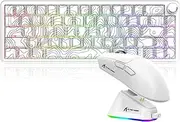 MAMBASNAKE X Attack Shark Tri-Mode Wireless Keyboard Mouse Combo X65PRO HE Keyboard with Magnetic Switches and Rapid Trigger, 0.01mm RT Accuracy (8KHz), X11 Mouse with RGB Magnetic Charging Station