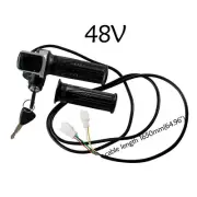 48V Key Lock Twist Throttle Grips w/ LCD Display for Electric Bike Scooter Quad