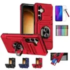 For Samsung Galaxy A35 5G, Card Holder Ring Kickstand Case + Pen/ Tempered Glass