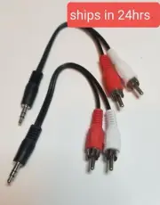 2x 6in 3.5mm Aux Stereo Male Plug to 2-RCA Male M/2xRCA-M Audio Cable Cord MP3