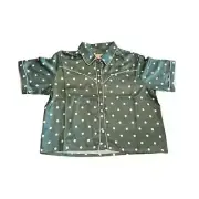 Brixton Women's Green Polka Dot HYDE SATIN Short Sleeve WOVEN SHIRT