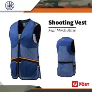 Beretta Cotton Mesh Shooters Vest Clay Target Shooting Patches Pockets Blue