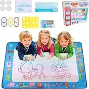 JOTO Magic Aqua Water Doodle Mat, Extra Large Drawing Coloring Mat Painting Writing Board with Accessories Educational Learning Toy for Kids Toddlers Boys Girls Age 3 4 5 6 7 8 Year Old -Mixed