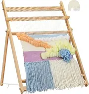 Wooden Weaving Loom Kit, Large Frame 70x50cm Wooden Multi-Craft Weaving Loom with Stand Adjustable Hand-Knit Machine, Suitable for Beginner & Kids