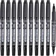 Vignette Stationery Dual Nib Fineliner Drawing Pens, Black, Set of 10, Waterbase Ink, Washable, Odourless Double Tip Markers