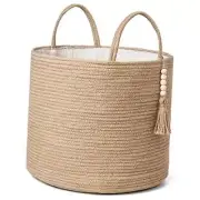 Woven Storage Basket Decorative Natural Rope Basket 16" W × 13.8"L Brown