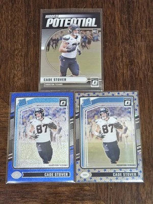 3 Card Lot - Cade Stover - Stars Emoji, Blue Glitter SSP, HP Insert - 2024 Optic