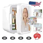 Versatile Mini Refrigerator with LED Mirror - Cold & Warm Function for Cosmetics