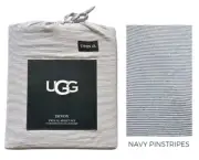 Ugg Devon Sheet Set Navy Blue White Stripe Pinstripe Twin XL Extra Long 3pc NEW