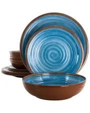 Elama Rippled Tides 12pc Melamine Dinnerware Set