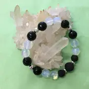 Faceted Black Onyx, Opalite and Lava Stone Aromatherapy Diffuser Bracelet - luck, protection and grounding